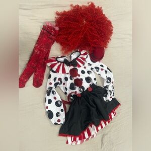 Clown Costume Halloween for girl with Red Wig